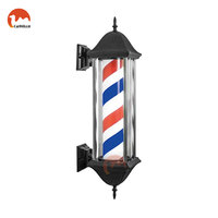 Lampu Tanda Putar Tiang Tukang Cukur Profesional untuk Luar Ruangan, Lampu LED Modern untuk Salon Rambut, Lampu Barbering untuk Dinding