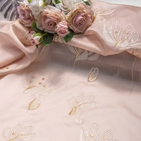 Tissu en dentelle tricotée en maille, brodé de fleurs et de sequins, en mousseline de soie fluide, directement de l'usine, pour vêtements abaya de luxe
