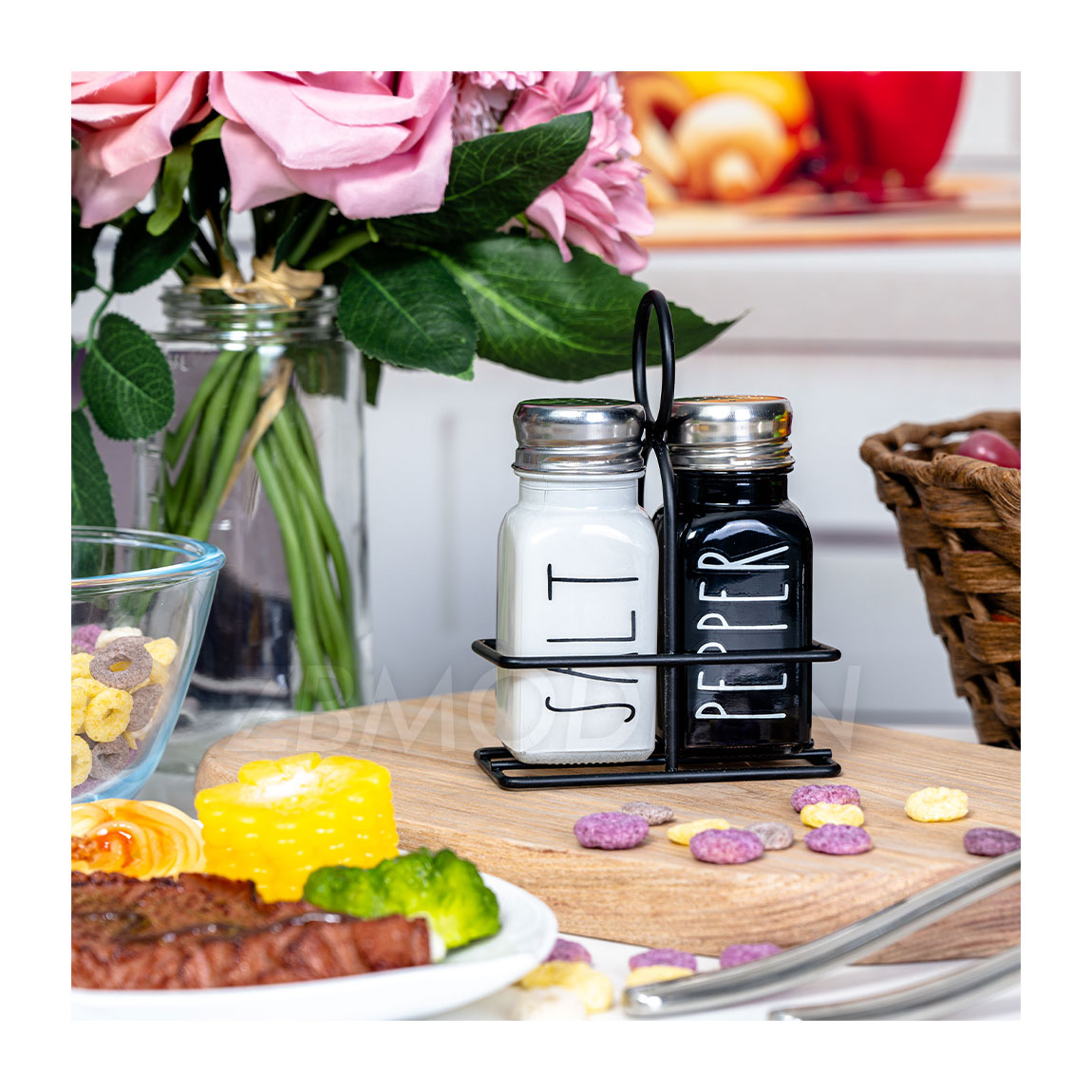 Набор из стеклянного шейкера для соли и перца, винтажный стеклянный Мини-Шейкер черно-белого цвета с металлической крышкой, современный милый фермерский набор