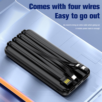Batterie externe portable mini 10000 mAh avec charge rapide 22,5 W, 4 câbles et interface d'entrée Micro USB, batterie Li-polymère