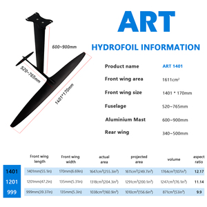 ART PRO 1401 คาร์บอนไฮโดรฟอยล์ 1764 ตารางเซนติเมตร ประสิทธิภาพการปั๊มลมสูง ความเร็วสตอลล์ต่ำ เริ่มต้นที่ท่าเรือได้ ระยะไกล ฟอยล์สำหรับเล่นบนน้ำเรียบ AXIS - Product Image 2