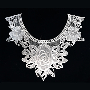 Black Lace Trim 4-Piece Embroidered Detachable Collars - Lace Neckline Appliqués For Dresses/Blouses (White) Lace Collar - Foto 5