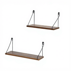 Rustic Wooden Floating Wall <b>Shelf</b> with Black Metal Rope Brackets Handmade Farmhouse Display Storage <b>Shelf</b> - Product Image 4