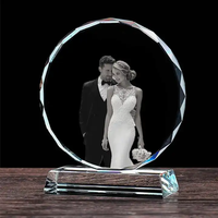 Trophée personnalisé en verre cristal rond, plaque de récompense, trophée K9 vierge pour sublimation, cadre photo 3D gravé au laser, trophée en cristal