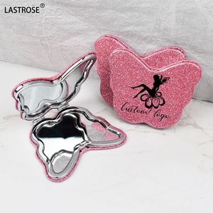 Cute butterfly Double-sided Folding <b>Mirror</b> Mini Portable <b>Makeup</b> <b>Mirror</b> PU Leather 2x Magnification Wholesale <b>Mirrors</b> - Product Image 2