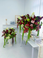 Bouquet de roses rouges artificielles en soie, fleurs d'hortensia durables et luxueuses, respectueuses de l'environnement, pour table de mariage