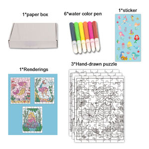 Ensemble de puzzle en bois à peindre soi-même, thème sirène, non toxique, de qualité supérieure, pour enfants, arts créatifs, cadeau éducatif d'<span class=keywords><strong>anniversaire</strong></span> pour filles - Product Image 3