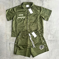 Ensemble survêtement homme coupe-vent en polyester et nylon avec polo boutonné et short personnalisé