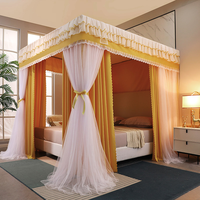 Moustiquaire de lit escamotable pour adultes, usage domestique estival, 1.8m, 1.5m, 2m, avec rideau de lit à 3 portes en dentelle, style Palais Princesse
