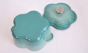 Prix usine personnalisation fonte émaillée marmite forme de fleur casserole casserole casserole ustensiles de cuisine - Product Image 3