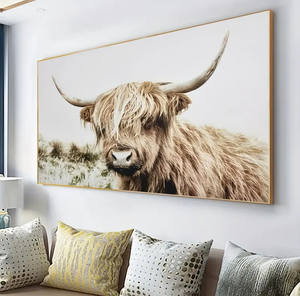 Decorazione murale moderna arte rustico fattoria Highland mucca pittura su tela per la decorazione della casa - Product Image 1
