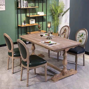 <span class=keywords><strong>Tavolo</strong></span> in Legno Massello Stile Americano Retrò, Arredamento per Casa, <span class=keywords><strong>Tavolo</strong></span> da Cucina per <span class=keywords><strong>6</strong></span> Persone, Tavoli Classici per Ristorante - Product Image 5