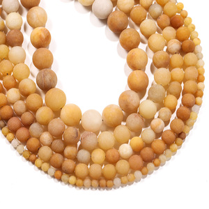 Perles rondes en jade jaune vieilli naturel givré pour la fabrication de bracelets, perles en pierre ST0298 - Product Image 1
