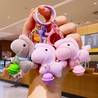 Porte-clés en peluche cheval floqué mignon en gros, pendentif créatif pour sac, ornement de sac à dos, cadeau