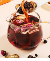 Thé aux herbes du Bouddha - Prune fumée, écorce de mandarine séchée, mûre, haricot noir, igname, rose - Petit pot de thé santé