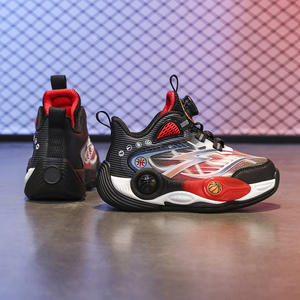 Chaussures de <span class=keywords><strong>basket</strong></span>-ball pour enfants Tissu extensible Maille respirante Haute/Mi-haute Bouton Semelle intermédiaire en TPR Semelle extérieure en coton Chaussures de sport pour garçons et filles - Product Image 3