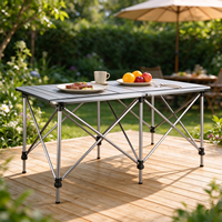 Table pliante tout-terrain double, entièrement en aluminium, pieds réglables en hauteur, mobilier d'extérieur portable pour le camping et la cuisine