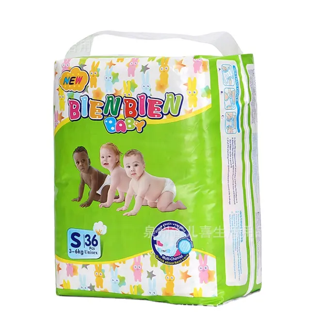 Biodegradable Fine Baby Diapers Organic Cotton Non Woven Fabric Disposable Baby Diaper