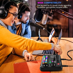 Interfaz de Audio con Mezclador de DJ, Tarjeta de Sonido Portátil TODO EN UNO, Estudio de Producción de Podcasts con Micrófono de 3.5mm - Product Image 5