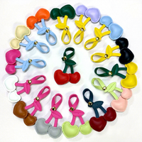 Modevrouwen perzik hart kersen PU vintage sleutelhanger tas schattig fruit luxe hanger sieraden accessoire charme