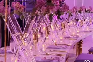 2023 mới nhất thiết kế 3 xi lanh thủy tinh đặt bình hoa cho hoa hồng bàn đám cưới centerpieces