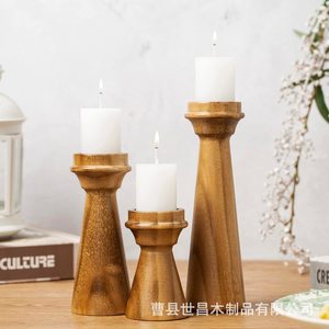 <b>Wooden</b> <b>Candlestick</b> 3 Piece Set Tapered Design Wedding Home Decoration - Product Image 1