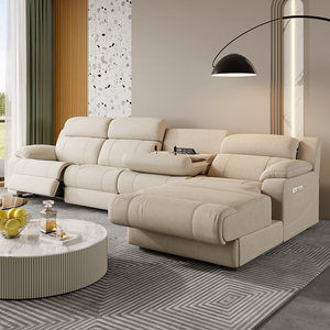 Sofá Moderno de Lujo en Forma de L, Sofá de Tela de Tres Plazas, Extensible, Reclinable, Eléctrico, Muebles para Sala de Estar - Product Image 3