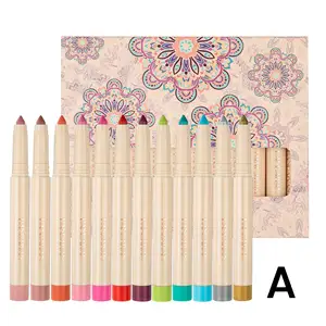 New Trendy 12 pcs Cabeças Duplas Natural Impermeável Colorido Eyeliner Kit Eye Shadow Lápis Conjuntos