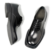 Chaussures Derby pour hommes de qualité supérieure, en cuir de vache véritable, chaussures habillées à plateforme durables pour la vie quotidienne, bout carré d'hiver
