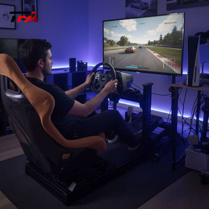 Simulateur profil aluminium volant personnalisé Cockpit simulateur de jeu de conduite superbe Cockpit avec vraie chaise course - Product Image 6