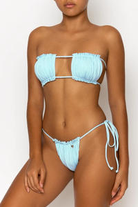 Maillot de bain sexy Bikini Mode européenne et américaine Couleur unie Sans bretelles Avec coussinets de poitrine Multicolore Plage Sexy Bikini pour femmes - Product Image 4