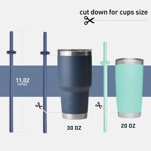 Ensemble de pailles en silicone pour gobelets <span class=keywords><strong>Yeti</strong></span> avec couvercles MagSlider, 11 pouces, sans BPA, avec brosse de nettoyage - Product Image 2
