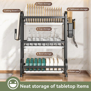 Égouttoir à vaisselle transfrontalier en acier inoxydable multifonctionnel pour comptoir de cuisine, grande taille pour le rangement des assiettes et des bols - Product Image 4