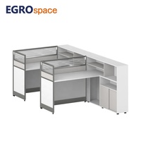 EGROspace Mobilier Commercial : Poste de Travail Modulaire en Bois et Verre avec Cloison pour Bureau