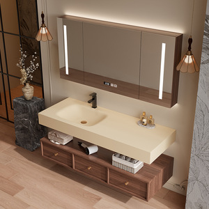 Nouvelle Vanité de Salle de Bain Intégrée de Style Chinois avec Lavabo en Pierre Sans Soudure à Chaud et Plan de Travail Personnalisable - Product Image 2
