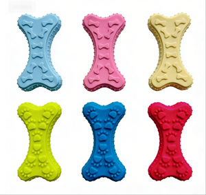 Giocattoli in Gomma per Animali Domestici, Giocattolo a Forma di Impronta di Cane in TPR, Osso Blu da Masticare per Cani - Product Image 1