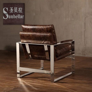 Tienda de café sofá de la Sala de la silla con <span class=keywords><strong>el</strong></span> brazo moderno naranja sillas de cuero - Product Image 4