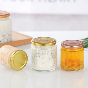 Широкий рот 150 мл, 250 мл, 380 мл, 500 мл, прозрачная Вертикальная полосатая банка для меда, рыбный клей, стеклянная бутылка для варенья с этикеткой - Product Image 3