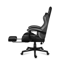 Chaise de jeu industrielle en fer, pivotante, mécanisme d'inclinaison convertible, haute capacité de charge, cuir gris, extensible et pliable