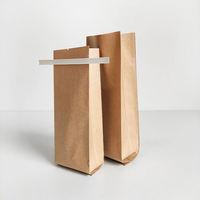 Sac en papier kraft imprimé personnalisé à fond plat en aluminium, emballage pour café, emballage thermoscellable, fermeture à languette, réutilisable, stockage alimentaire en PE