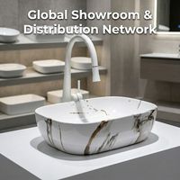 Vasque de salle de bain rectangulaire en céramique à motif marbre moderne de luxe, design artistique pour hôtels aux États-Unis et au Moyen-Orient