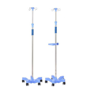 Mobilier d'hôpital <span class=keywords><strong>4</strong></span> crochets de renforcement Base en acier solide Support médical de perfusion IV Pole en acier inoxydable - Product Image 5
