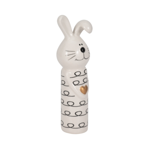 Statuetta di Coniglio Ondulato in Ceramica con Motivo a Anelli e Cuore per Arredamento Casa, Bagno, Ufficio, Soggiorno - Product Image 2