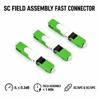 Konektor Serat Optik Cepat Pasang di Lapangan SC-APC/UPC Tipe Snap-in untuk Kabel Drop, Konektor Sambungan Mekanis Single Mode