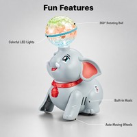 Jouet éléphant dansant LED avec boule rotative, robot musical tournant avec lumière et son pour les tout-petits, cadeau de Noël, fête d'enfants
