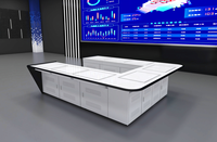 Console de salle de contrôle ergonomique moderne, poste de travail de surveillance modulaire à 5 stations, gestion des câbles (disposition personnalisable), atelier