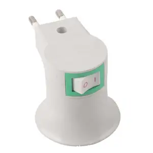 灯座E27发光二极管灯公插座至欧盟型插头适配器转换器，用于带开/关按钮的灯泡支架