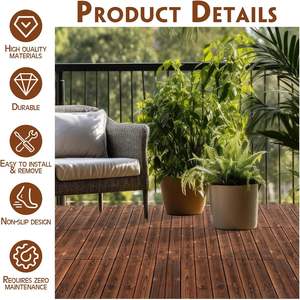 Baldosas para Terraza SHENGCHENG, Baldosas de Madera Maciza para Exteriores, Baldosas de Madera para Terrazas de Villas, Baldosas de Madera Entrelazadas - Product Image 2