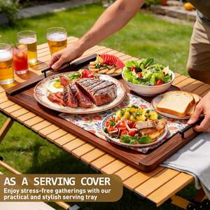 Plateau <span class=keywords><strong>de</strong></span> service décoratif en bois <span class=keywords><strong>de</strong></span> noyer pour cuisine, couvre-plaques <span class=keywords><strong>de</strong></span> cuisson en bois pour cuisinières électriques et brûleurs à gaz - Product Image 4