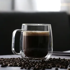 Tazza da caffè in vetro a doppia parete fatta a mano con isolamento termico più venduta